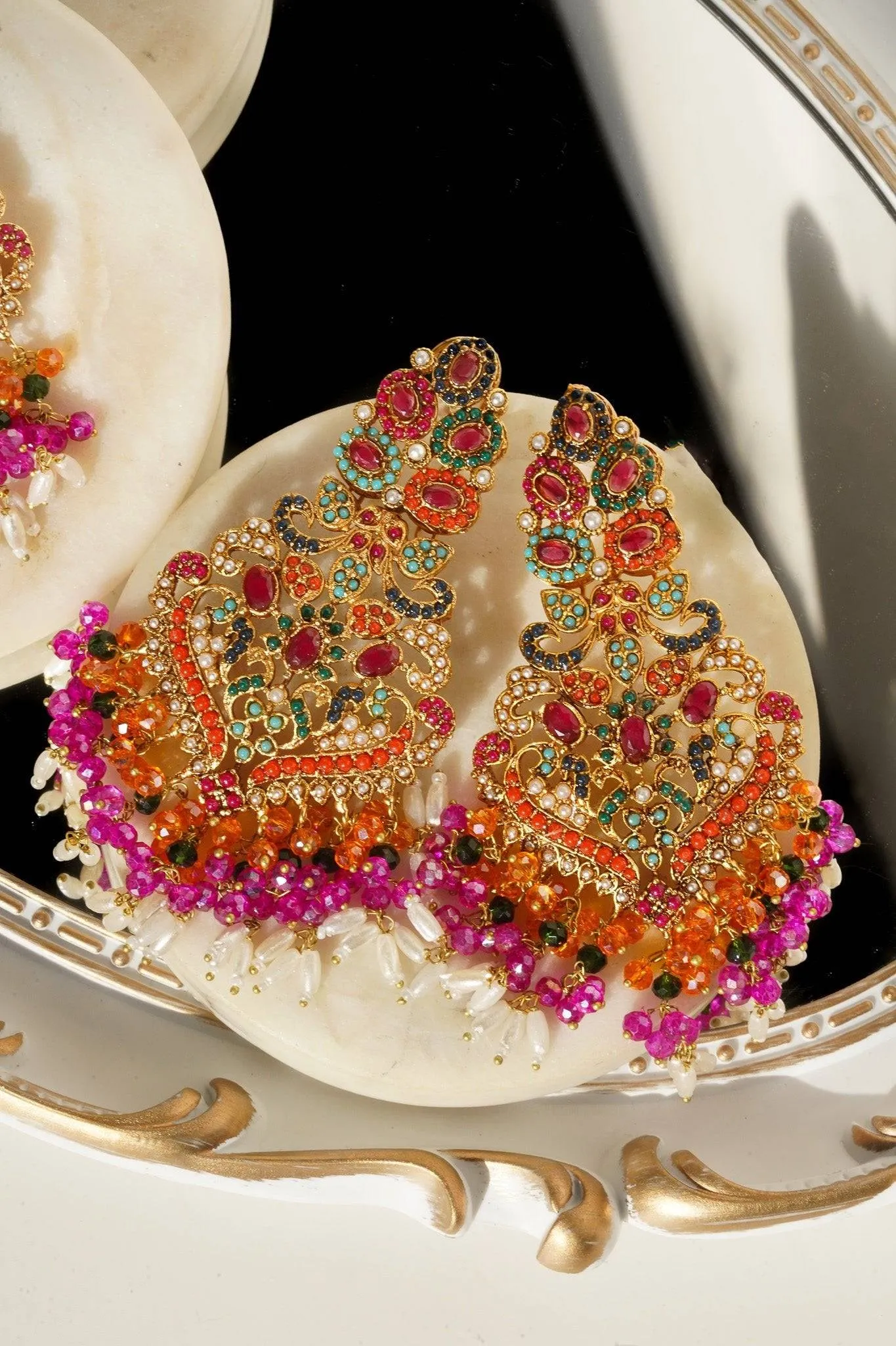 Sarah - Chandelier Earrings & Tikka Set
