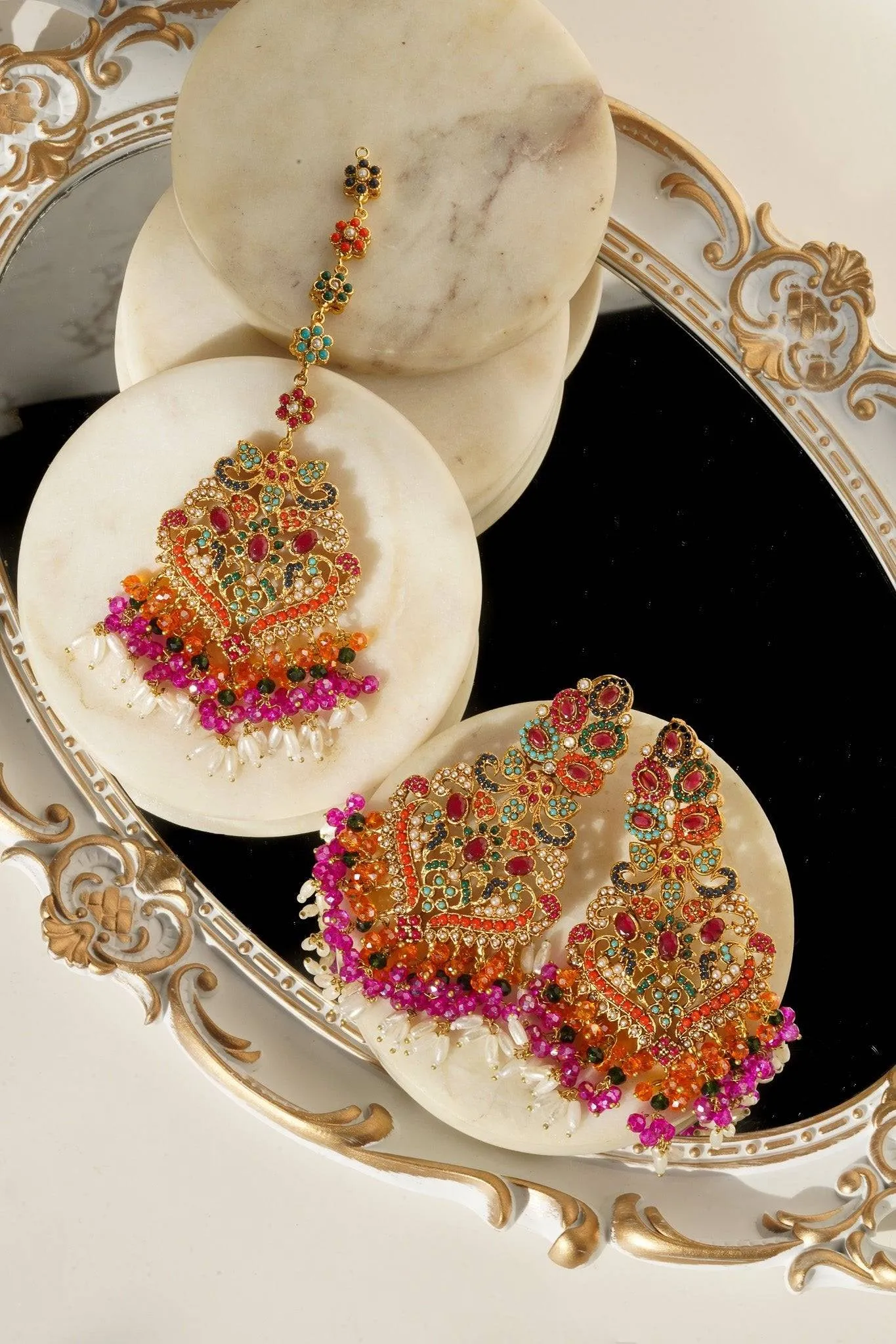 Sarah - Chandelier Earrings & Tikka Set