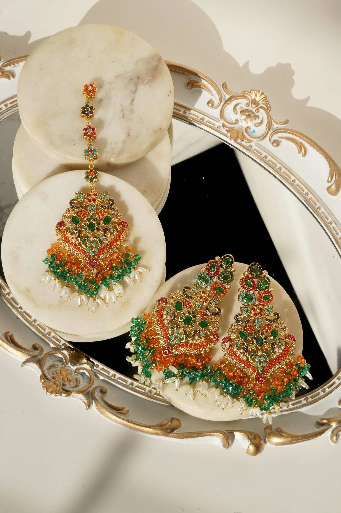 Sarah - Chandelier Earrings & Tikka Set