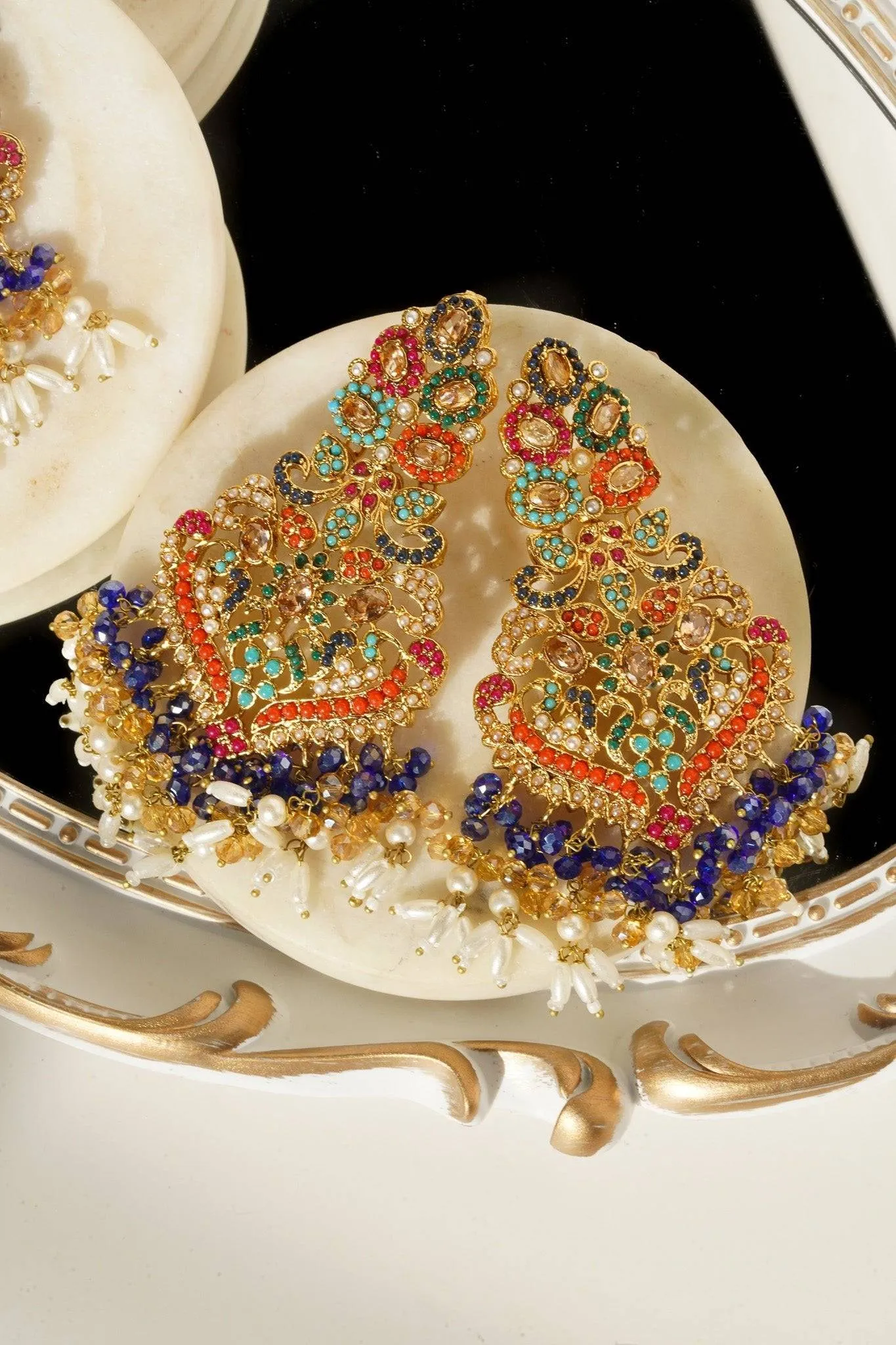 Sarah - Chandelier Earrings & Tikka Set