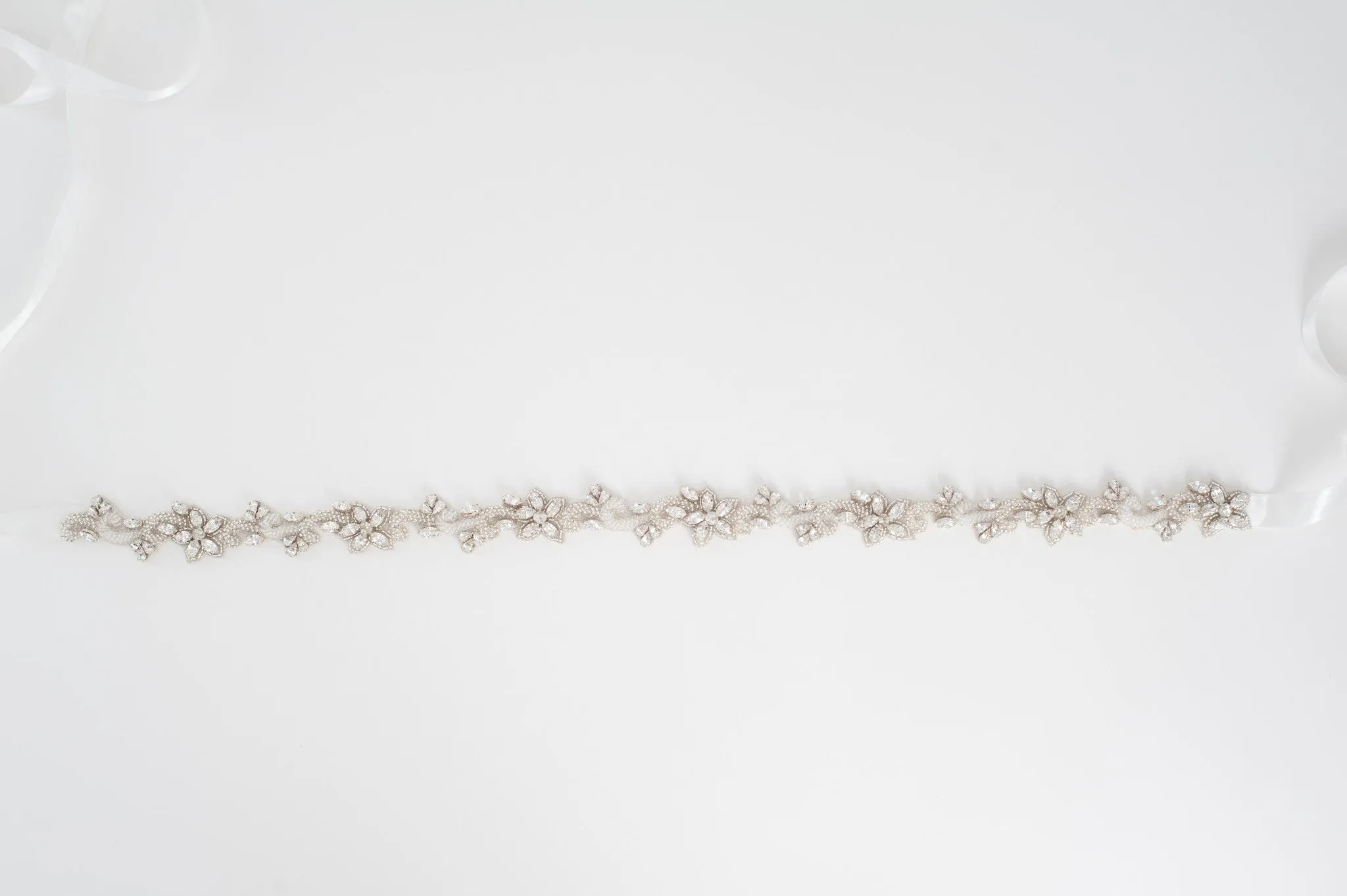 Skinny beaded vine wedding sash SB170714
