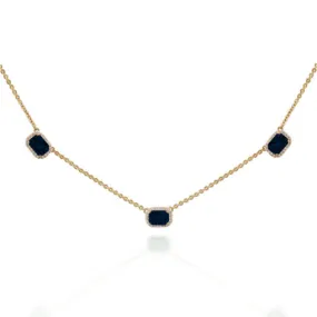 Three Solitaire Rectangle Necklace