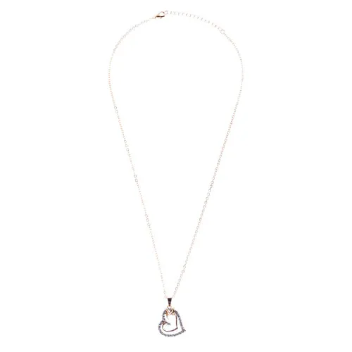 Valentines Jewelry Crystal Rhinestone Sparkling Hearts Necklace N92 Gold